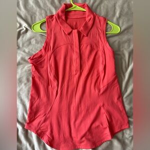 Lululemon Athletica Orange Pink Sleeveless Polo Tank Top